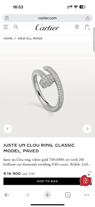 Каблучка Cartier JUSTE UN CLOU Оригінал