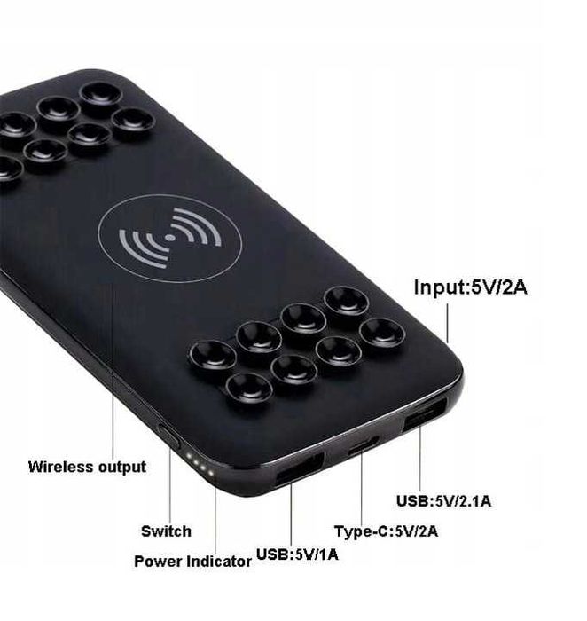 POWERBANK bezprzewodowy ładowanie telefonu 20000 mAh przenośna bateria