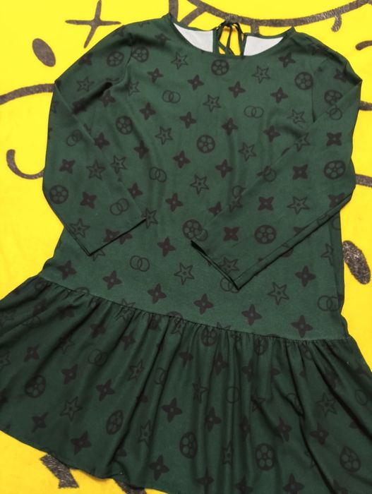 Sukienka S zielona że wzorem stan bdb