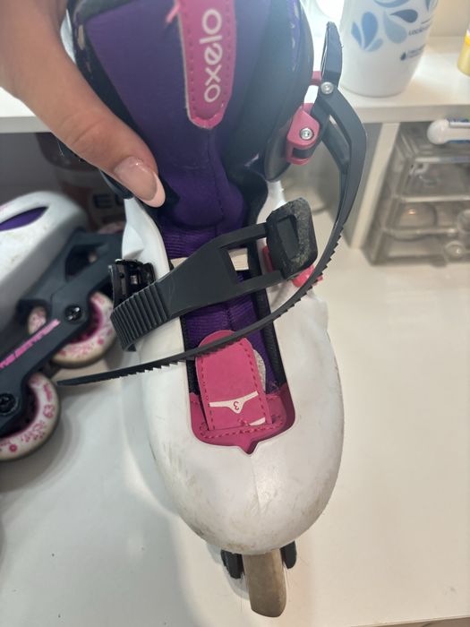 Patins Oxelo Decathlon ajustáveis criança – rosa/branco