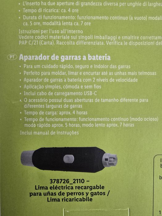 Máquina tosquiadora e corta-unhas