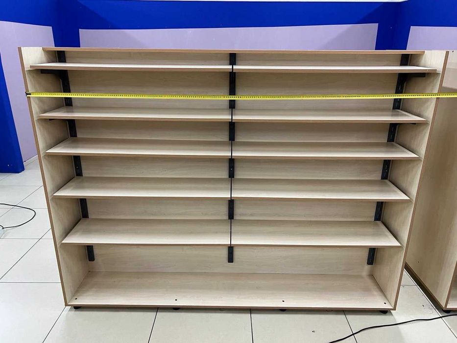 Стелажі металеві та дсп, стіл великий, острів