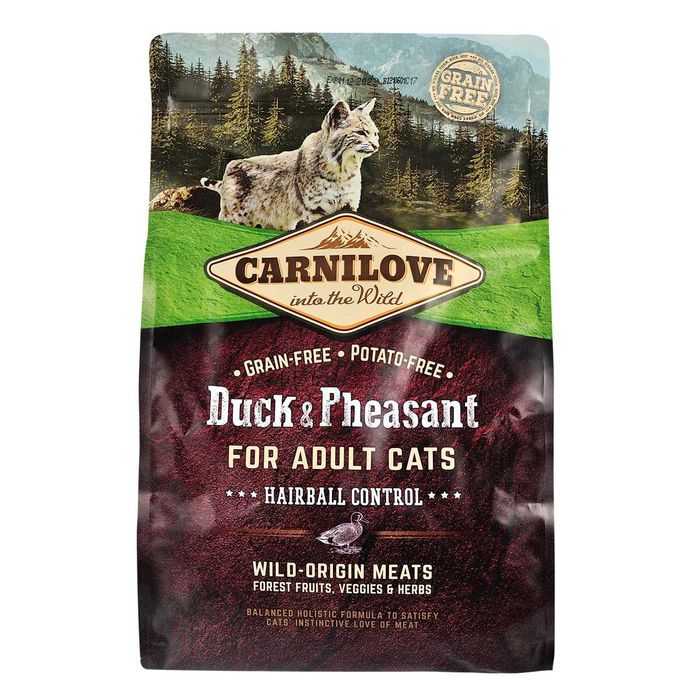 Carnilove корм для кошек утка фазан Hairball 2кг 6кг