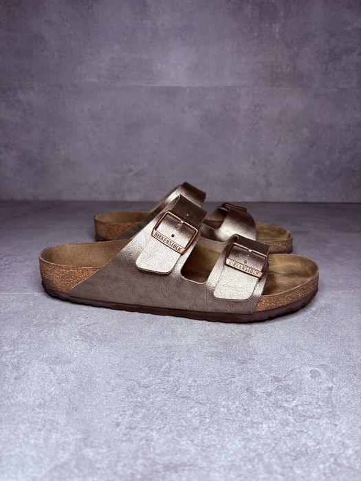 Birkenstock Arizona brązowe klapki na korkowej podeszwie
