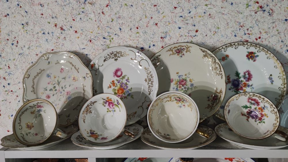 Чайное трио,Гермая,фарфор, антиквариат,винтаж,чашка,сервиз