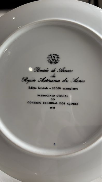 Prato Vista Alegre 1984 – Brasão de Armas dos Açores – Edição Limitada