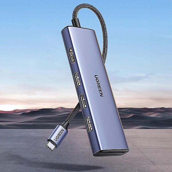 HUB Ugreen CM511, 20956A 6w1 USB-C - HDMI / 3x USB-A 3.0 / czytnik kar