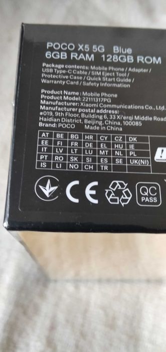 Смартфон Xiaomi Poco X5 5G 6/128GB Blue новый