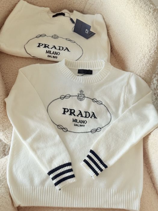 Білий теплий светр кофта Прада люкс шерсть S M L