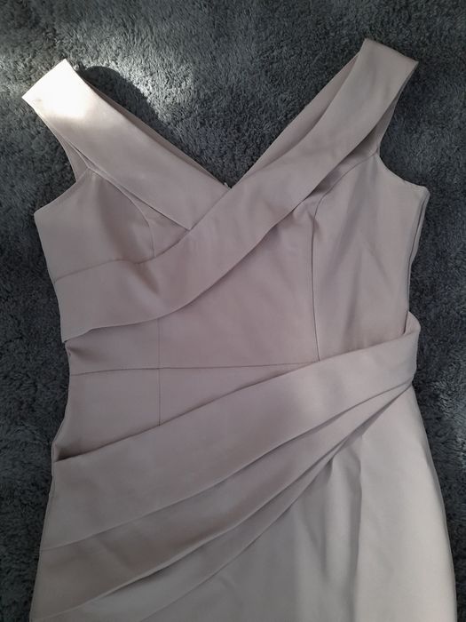 Sukienka elegancka chrzciny wesele M 38 pudrowy róż