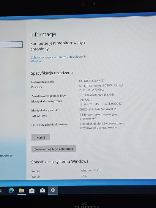 Szybki Laptop Fujitsu LifeBook E548 i5 16GB DDR4 Dysk SSD szybki