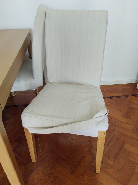 4 cadeiras ikea com forra branca pes castanhos