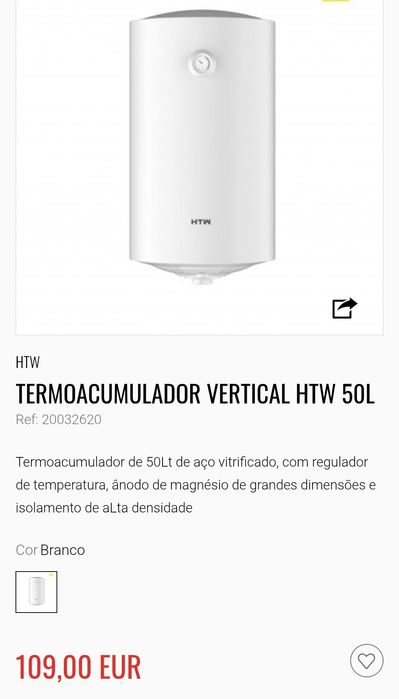 Termoacumulador vertical 50L