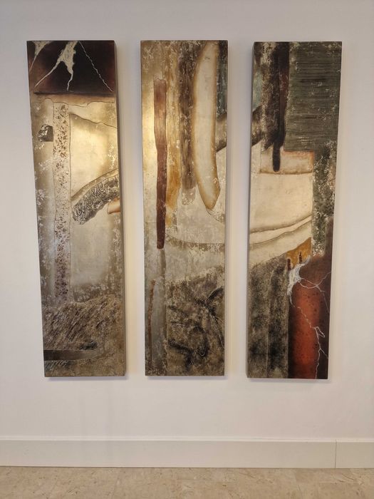 Quadros pintados a fio de ouro. Peça unica galeria arte.