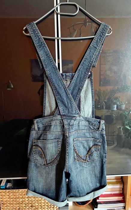 Ogrodniczki jeansowe, krótkie, szorty, 38