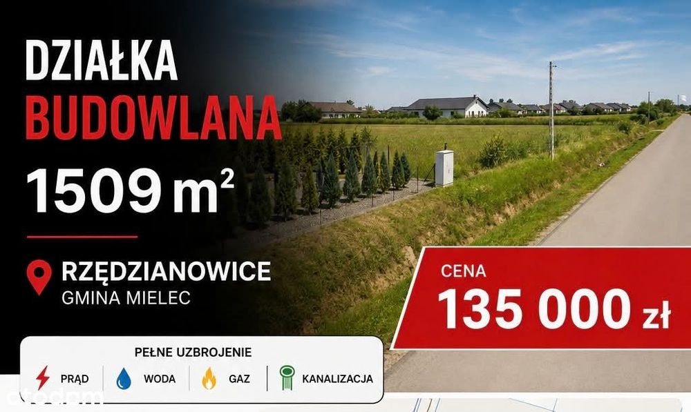 Działka budowlana 1509 m, Rzędzianowice, gmina Mielec - Widok 4