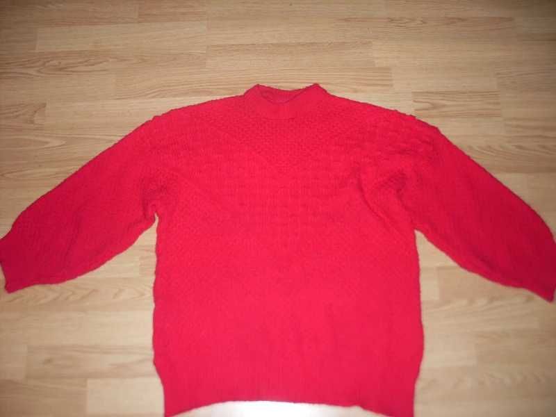sweter duzy malinowy wool 44 46