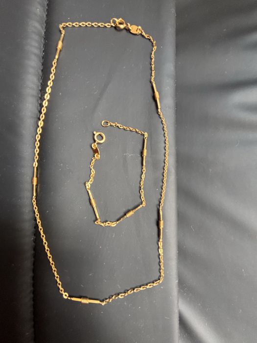 Conjunto colar e pulseira banhado a ouro para senhora ZRC