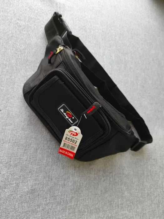 Czarna wytrzymała nerka męska nowa na zamek prosta