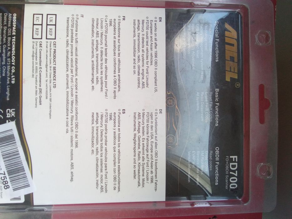 Máquina de diagnóstico automóvel para limpar erros nova