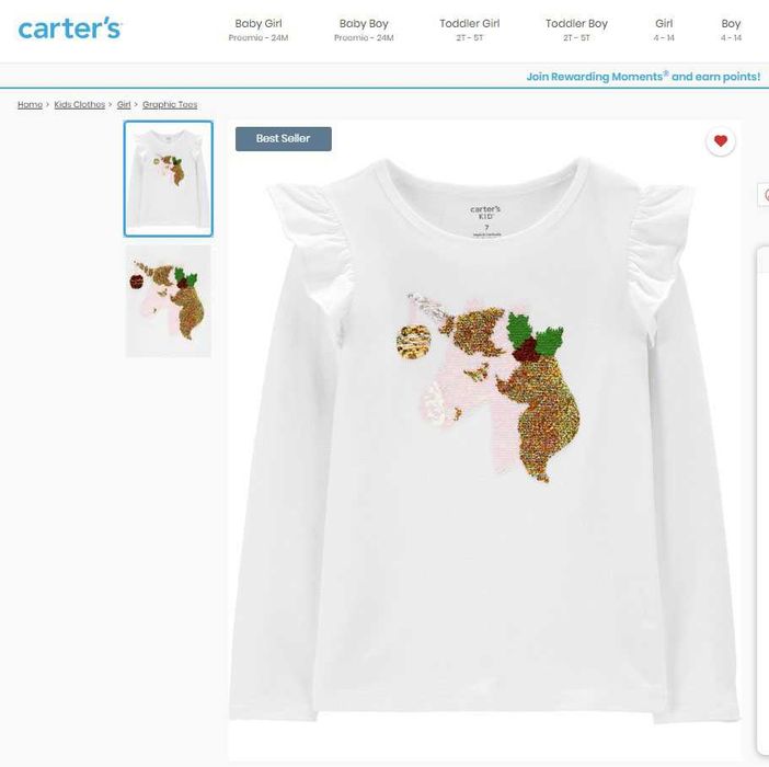 Реглан Carter's (Картерс) для девочки на 8 лет