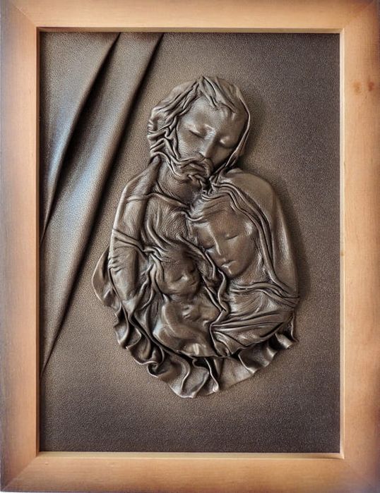 Obraz ze skóry Świętej Rodziny. prezent na wiele okazji + GRAWER