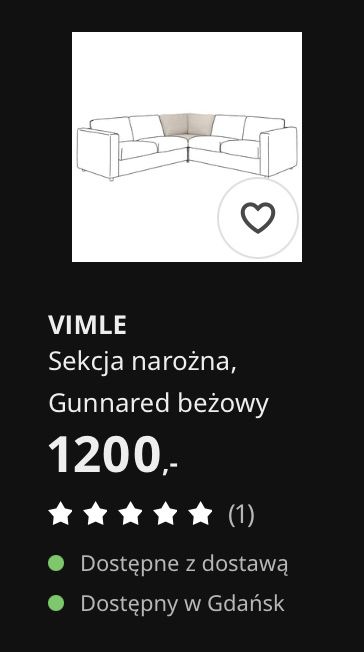 VIMLE Sofa narożna Gunnared beżowy