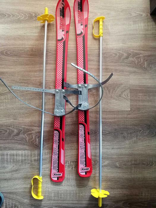Narty dziecięce plastikowe junior size 90 cm + kijki na buty okazja