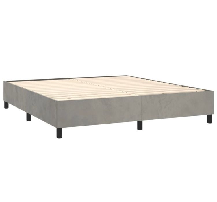 Cama em veludo cinza-claro 160x200