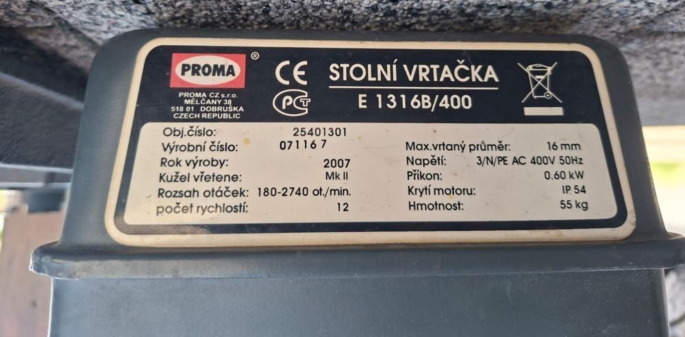 Wiertarka kolumnowa, stołowa Proma E1316B 400V