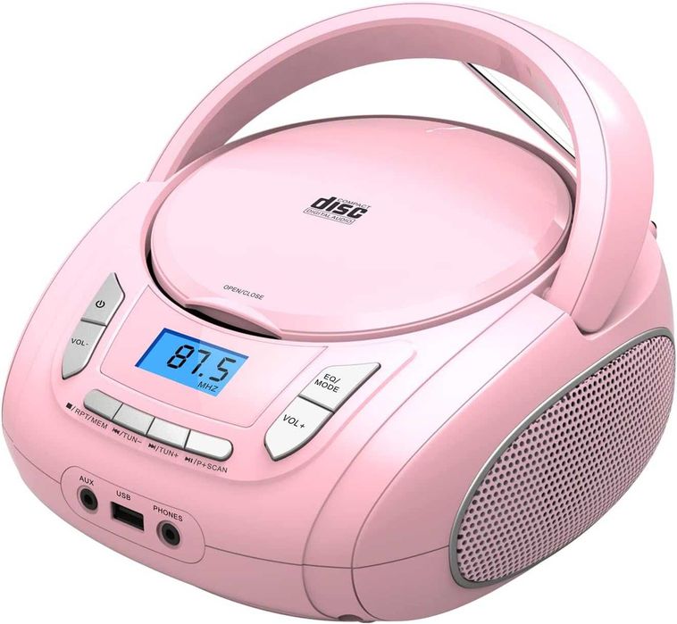 Przenośny odtwarzacz CD Boombox z Bluetooth, radio FM