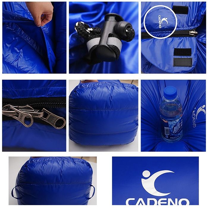 Śpiwór puchowy Cadeno 600 g kaczy puch ultra lekki niebieski czarny