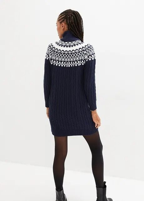 B.P.C sukienka dzianinowa wzór norweski granatowa r.44/46