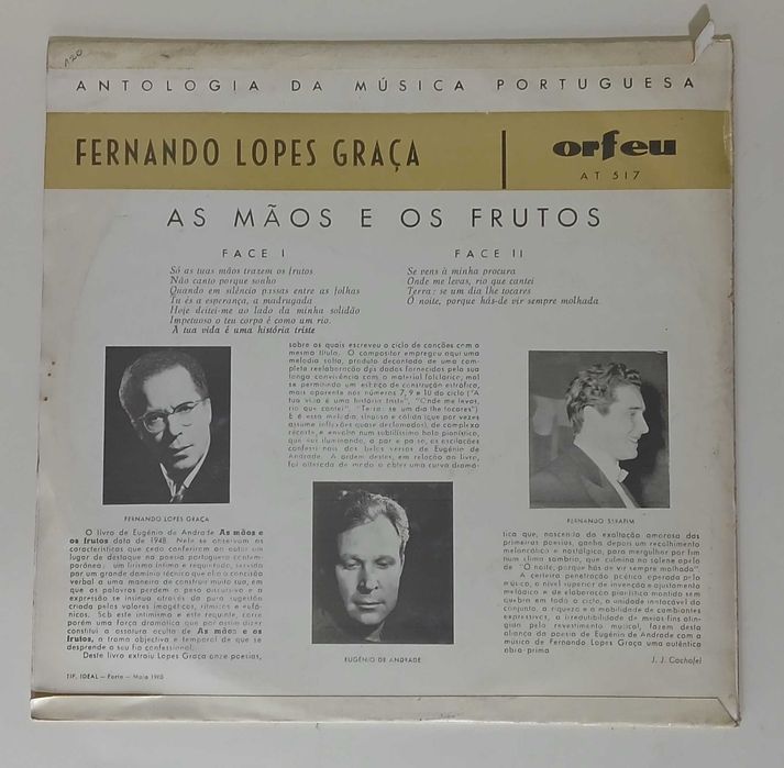 Fernando Lopes-Graça , Eugénio De Andrade  As Mãos E Os Frutos