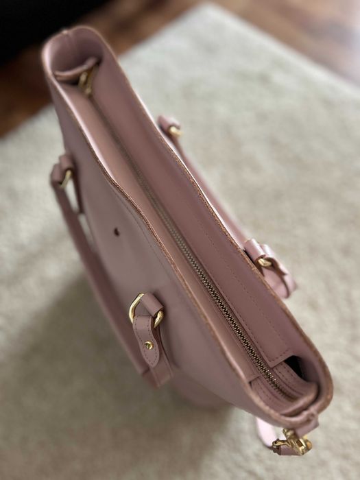 Torebka shopper Batycki skórzana pudrowy róż