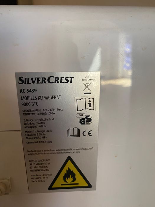 Klimatyzator przenośny SilverCrest  AC-5439