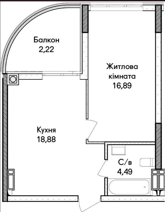 1-кімнатна в розстрочку на 3 роки — 25 400 грн/міс