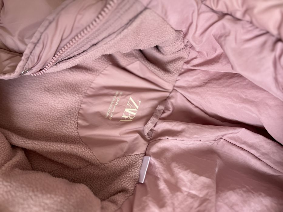 Куртка пуфер zara 92 рожева