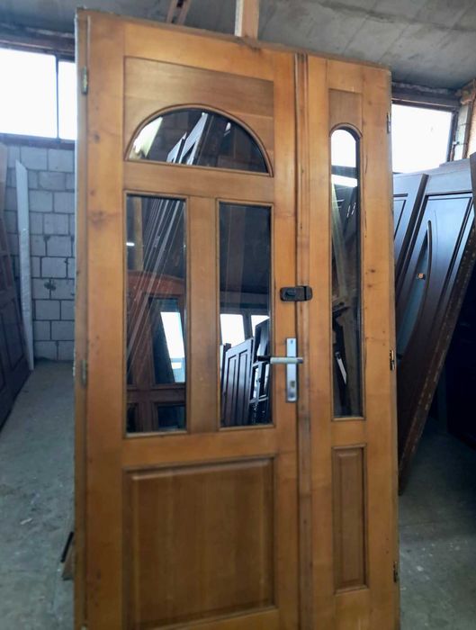 DRZWI Zewnętrzne Dębowe Dwuskrzydłowe Drewniane Wejściowe 127x235cm