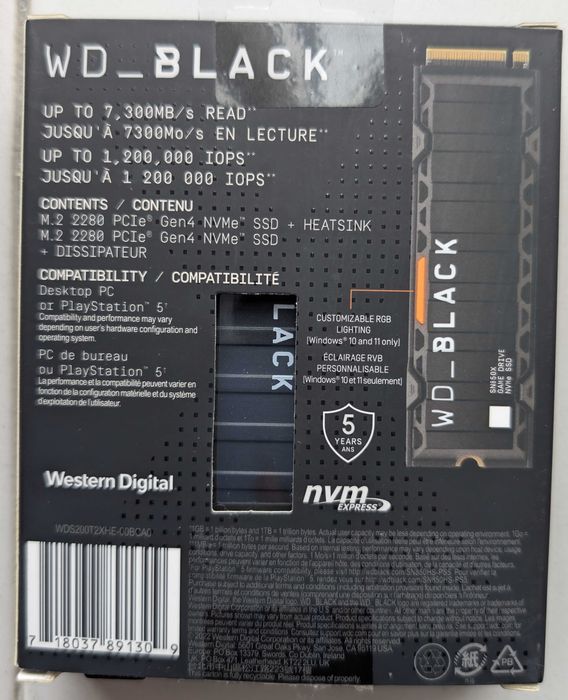 Western Digital Black SN850X 2tb com HEATSINK