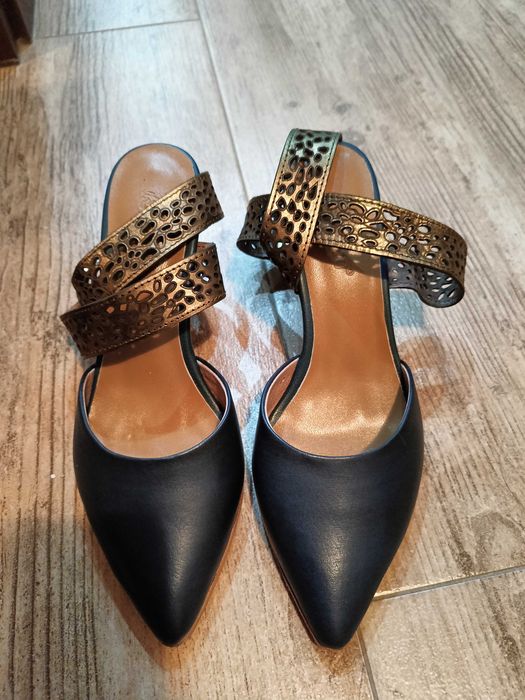 Buty wiosenne damskie, granatowe sandały z paskiem, nowe, rozmiar 39