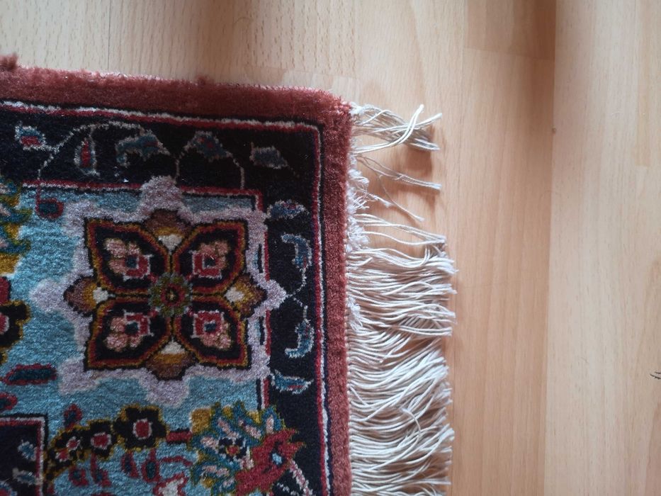 Tabriz dywan, wełna z jedwabiem, sygnowany, rozetowy, antyk