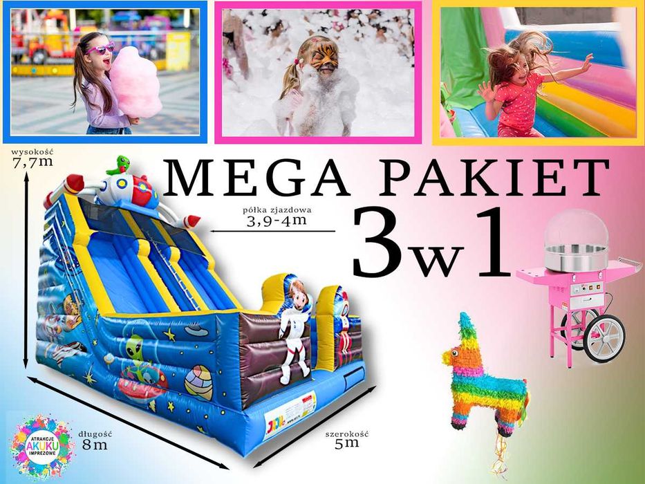PAKIET 3w1 WIELKI DMUCHANIEC+wata+piniata NAJLEPSZY zestaw na rynku!