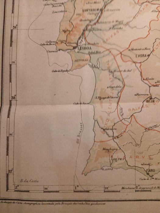 Mapa Portugal - Carte Orographique Et Regionale u Portugal 1900