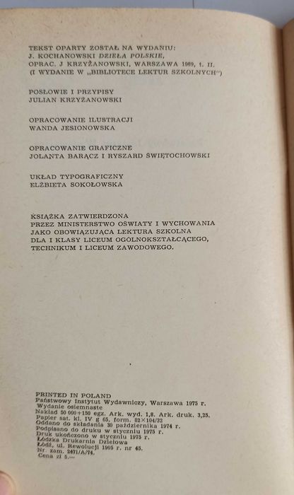 Jan Kochanowski Treny - stare wydanie PIW 1966 rok