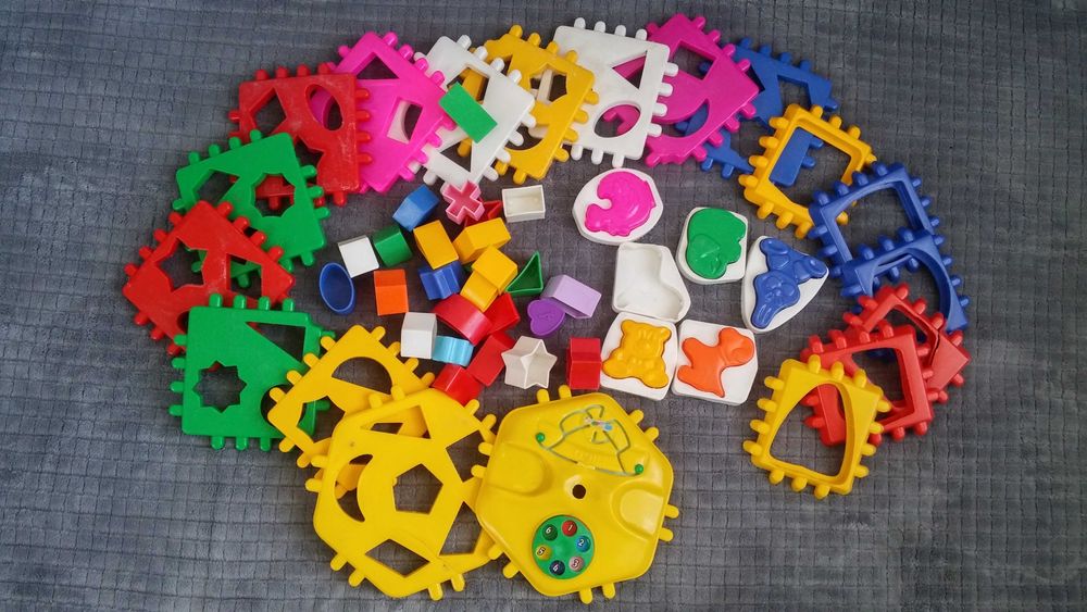 klocki edukacyjne konstrukcyjne dla dzieci klocki nauka kształtów kolorów (B)