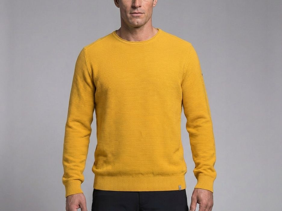 Camel Active Garment Dyed Żółty Bawełniany Sweter Męski Xl