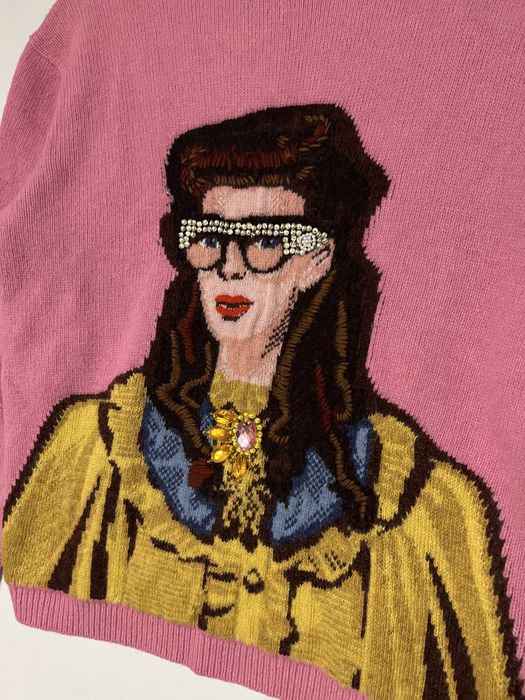 Светр Gucci Pink Embellished & Patterned Wool Knit