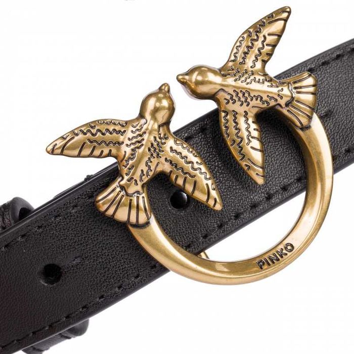 PINKO luksusowy damski pasek skórzany LOVE BERRY SMALL GOLD