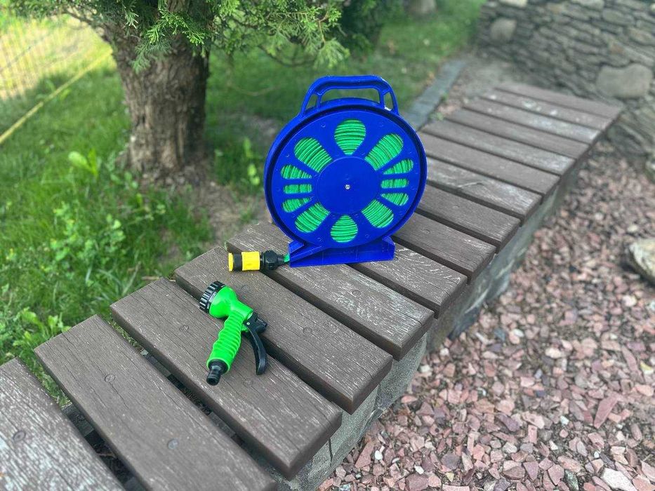 ‼️ Шланг поливной с катушкой и распылителем 1️⃣5️⃣м ‼️